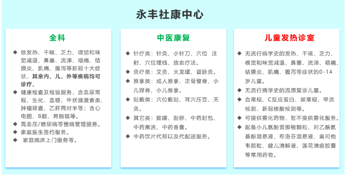 深圳宝安区永丰社康中心有儿童发热诊室吗