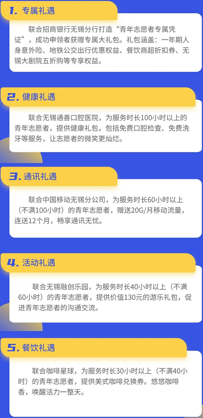 无锡滨湖区青年志愿者礼遇计划