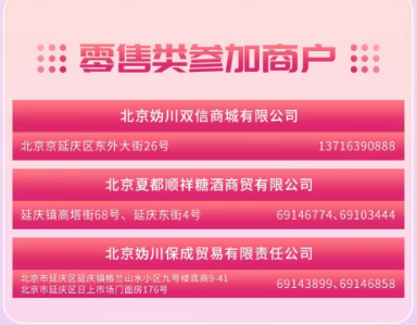 2022北京延庆区商业消费券使用商家名单一览