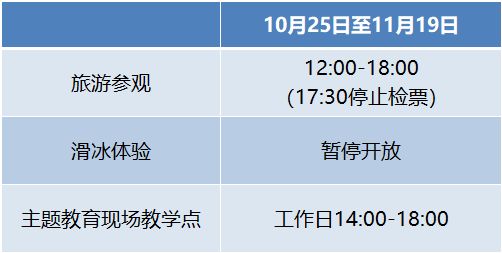 2023年10月25日起国家速滑馆“冰丝带”开放时间调整公告