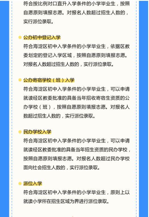 2023北京海淀区小升初入学工作(一图读懂)