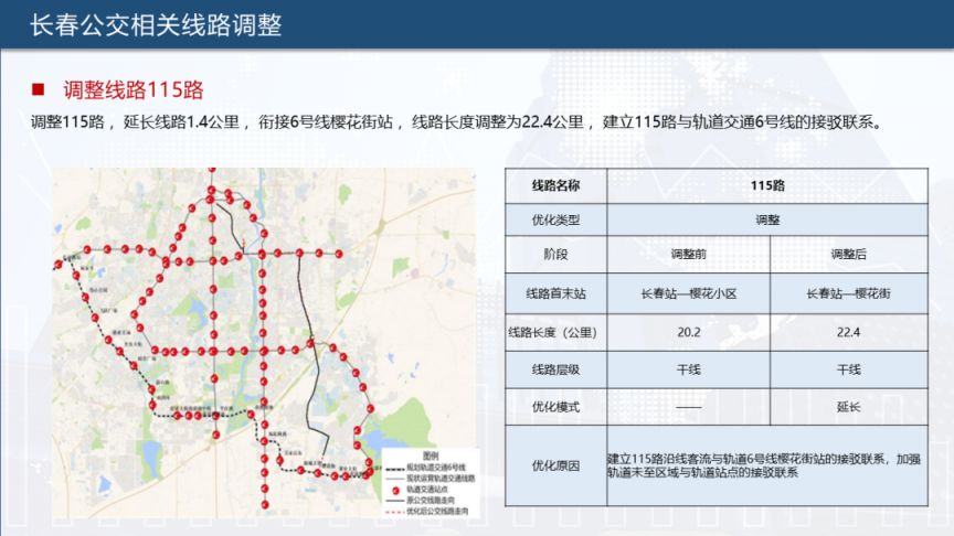 长春11条公交线路优化调整6号线接驳线