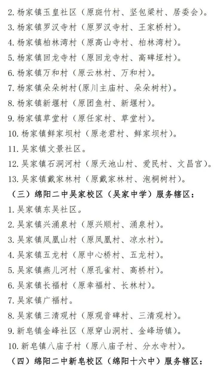 2023綿陽涪城區公辦義務教育學校劃片范圍