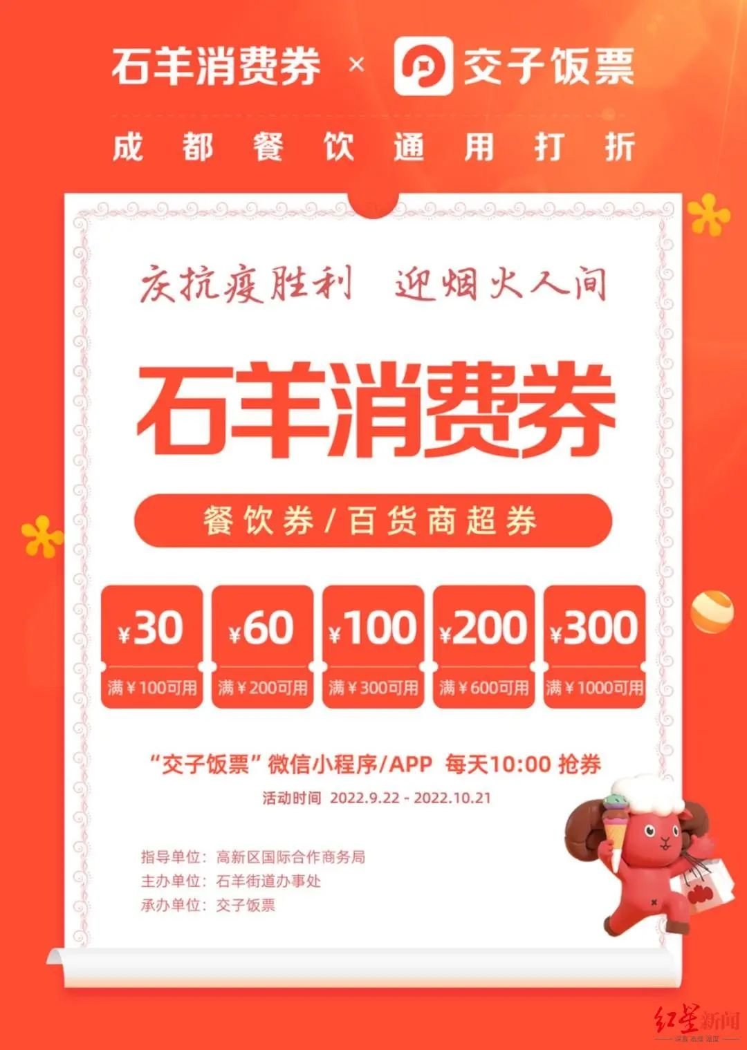 2022年9月成都高新區交子飯票消費券發放時間 領取方式