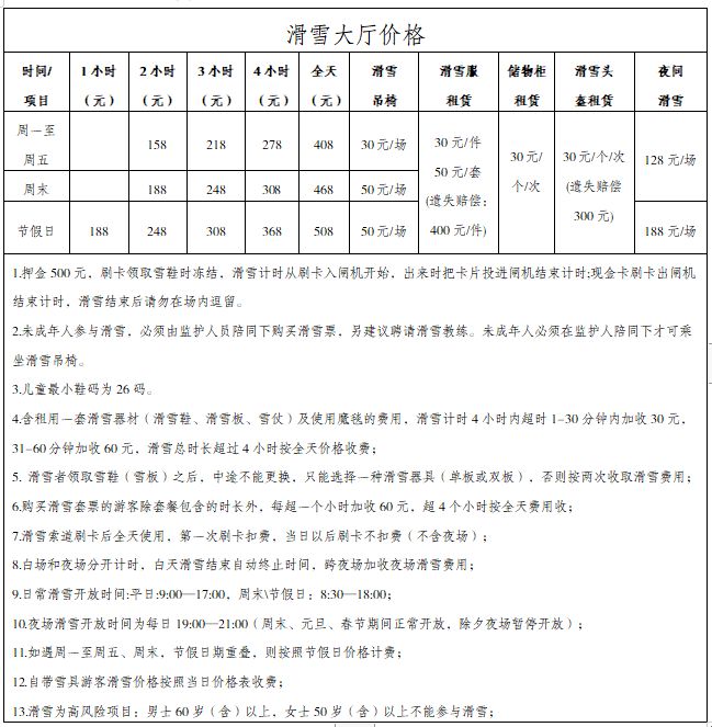 西岭雪山2024年至2025年雪季价格表