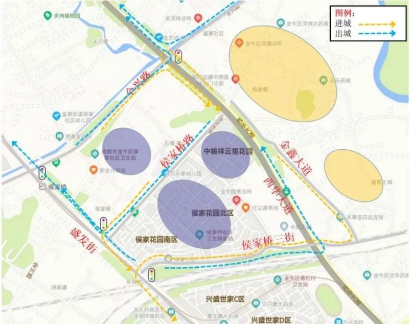 成都沙西線西華大道通行示意圖2023