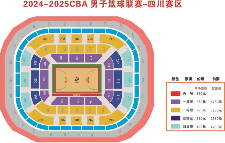 2024-2025CBA籃球聯賽四川VS廣東比賽門票購票時間 價格 入口
