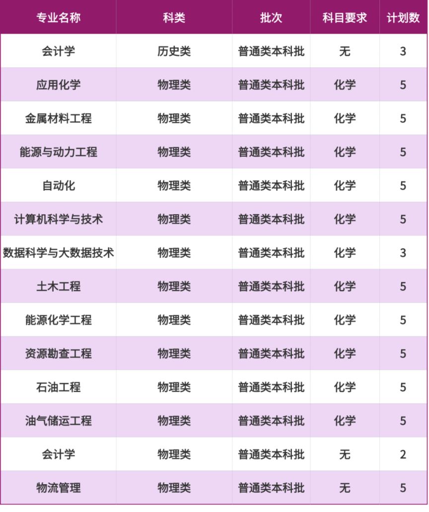 2025重庆科技大学招生计划（各省市）