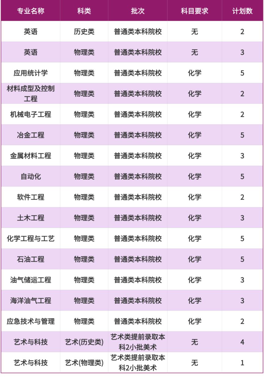 2025重庆科技大学招生计划（各省市）