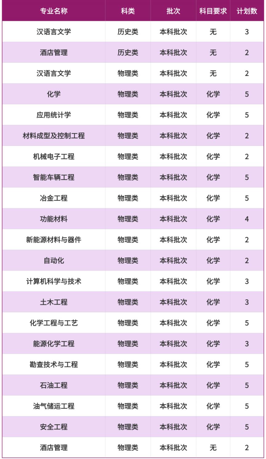 2025重庆科技大学招生计划（各省市）