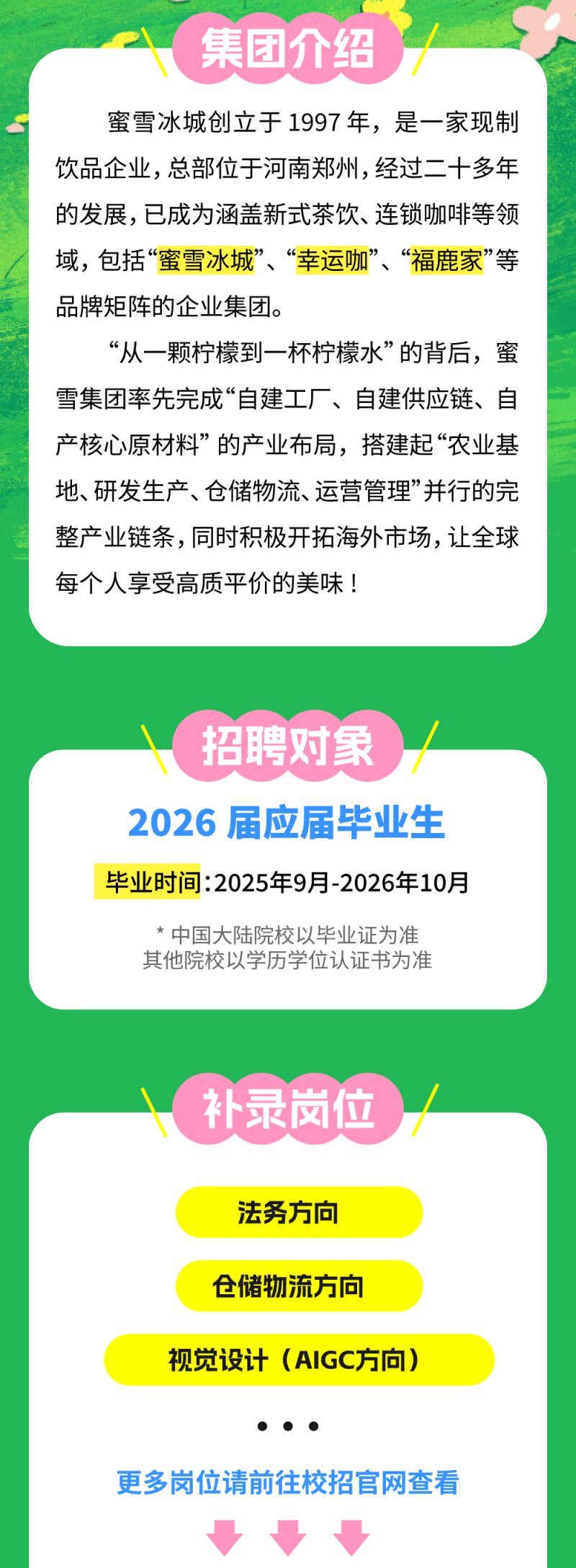 蜜雪冰城2026春季校园招聘补录公告