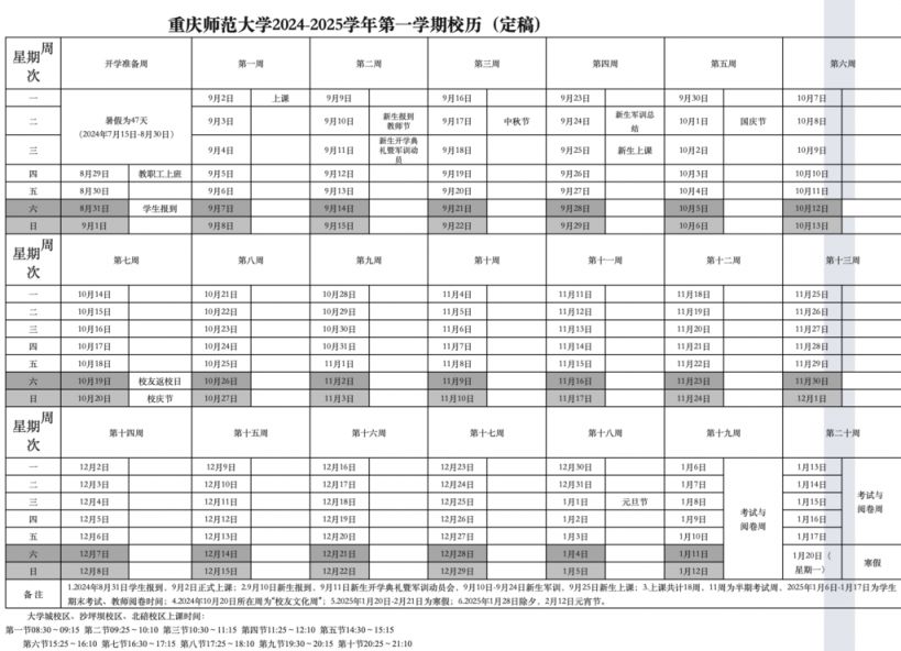 2025年重庆各大学寒假放假时间表最新