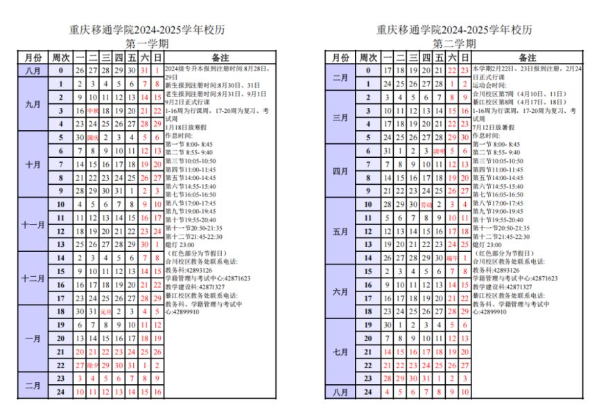 2025重庆各大学寒假及开学时间