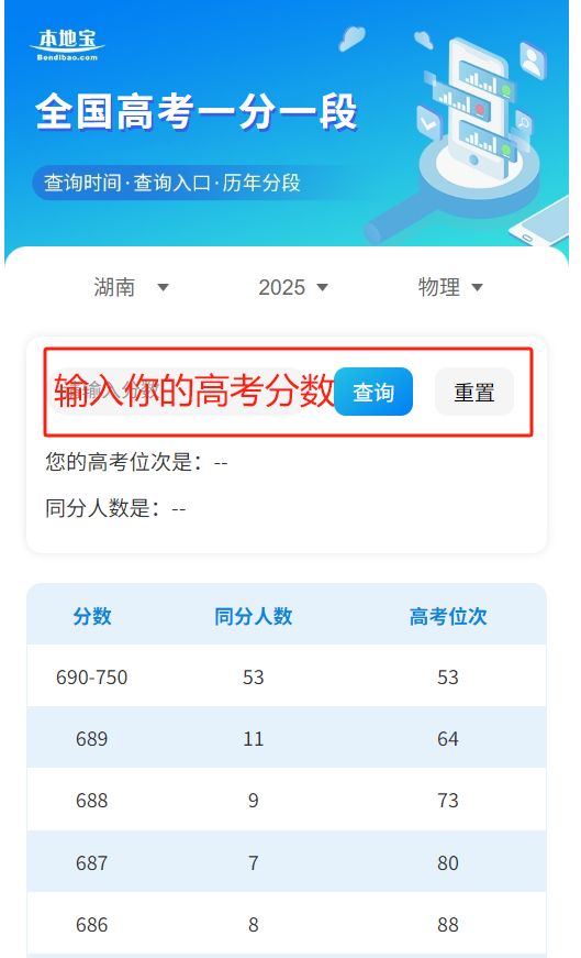 2025湖南高考一分一段表怎么查？（入口＋信息）