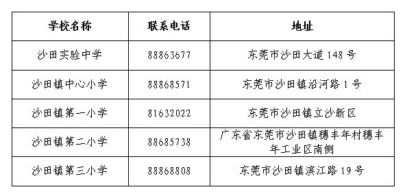 2024东莞沙田镇公办中小学秋季招生办法