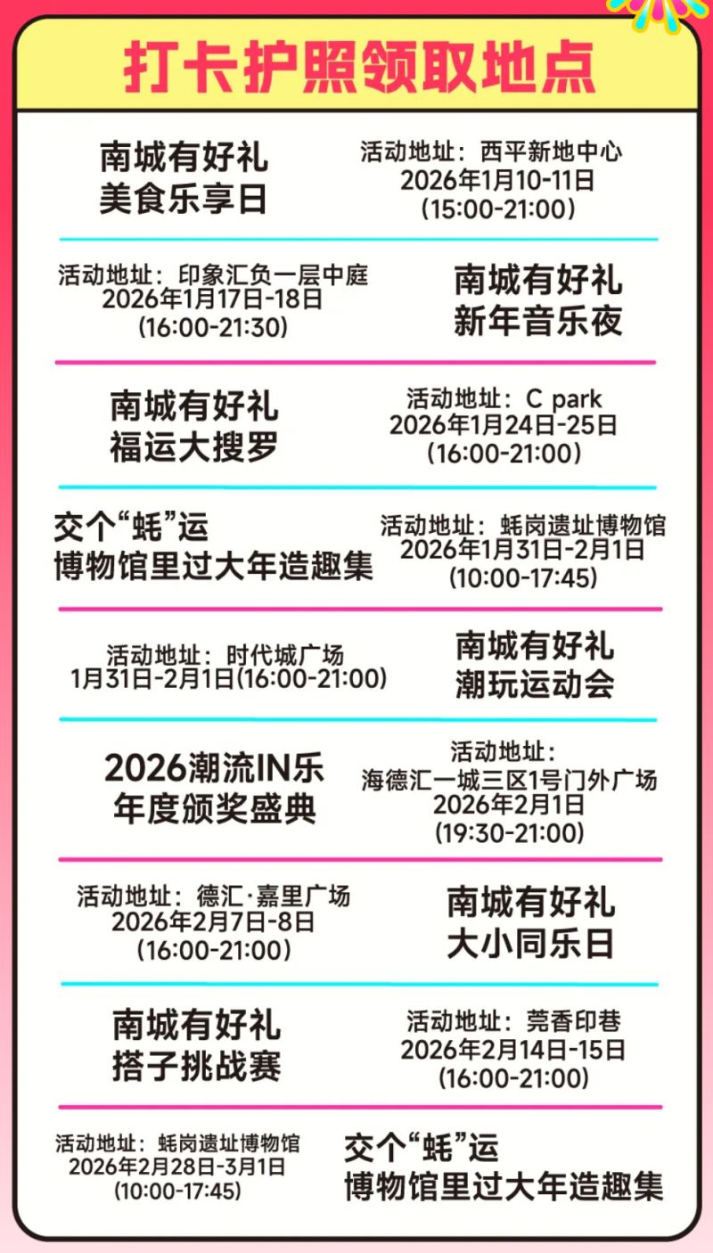 2026东莞南城潮年有礼打卡护照活动规则玩法
