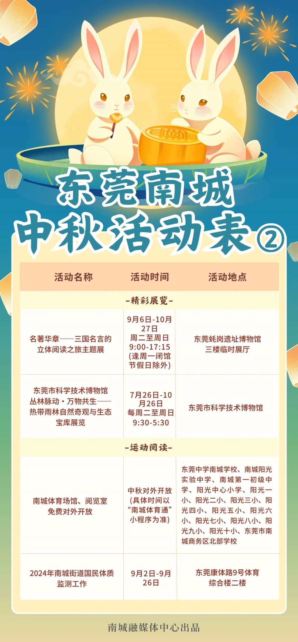 2024东莞南城街道中秋节活动安排（时间+地点）- 东莞本地宝