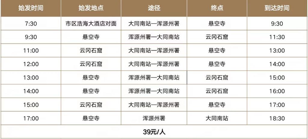 云冈石窟到悬空寺怎么坐车？