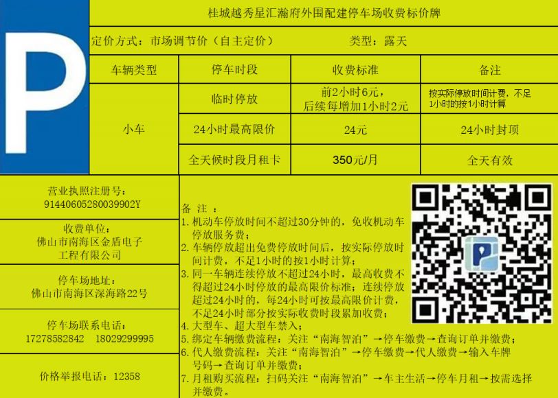 2025南海部分停车场收费调整公告
