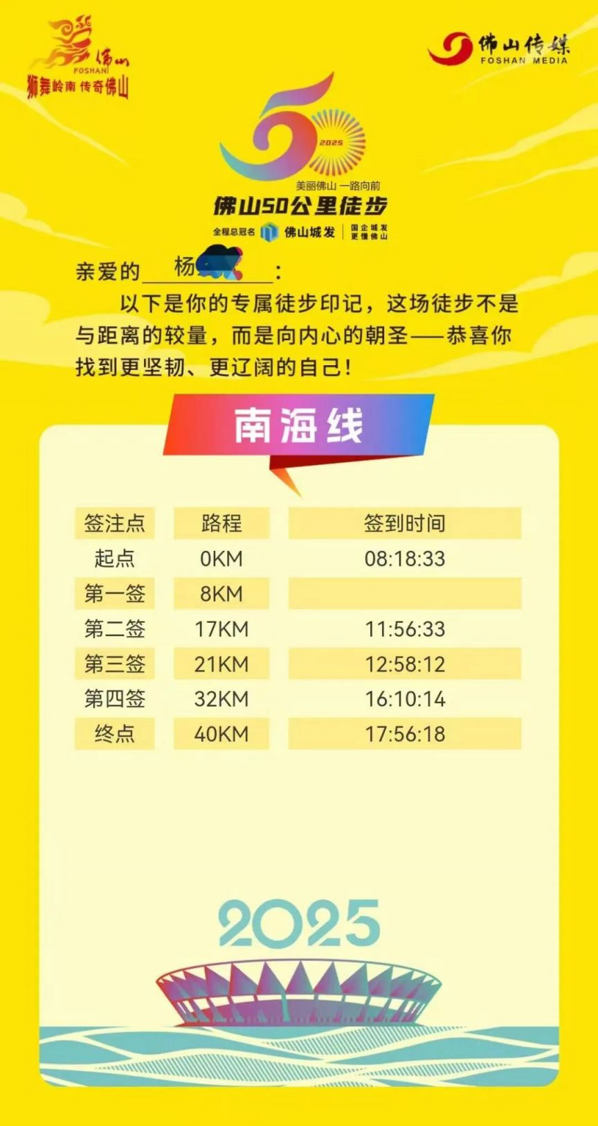 2025佛山50公里徒步电子打卡补录指南