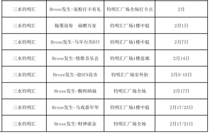 2026春节三水钧明汇Horse发生系列活动安排