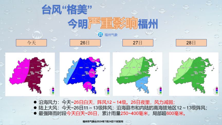 台风格美将给福州带来严重风雨影响