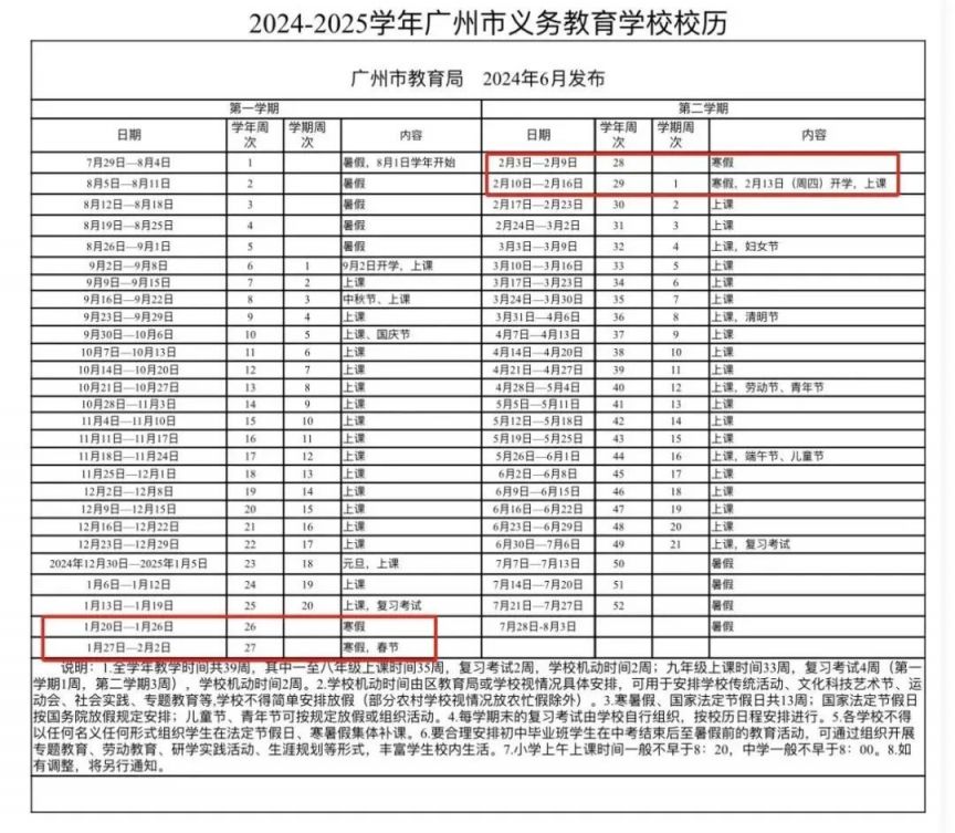 2024广州市中小学什么时候放寒假？