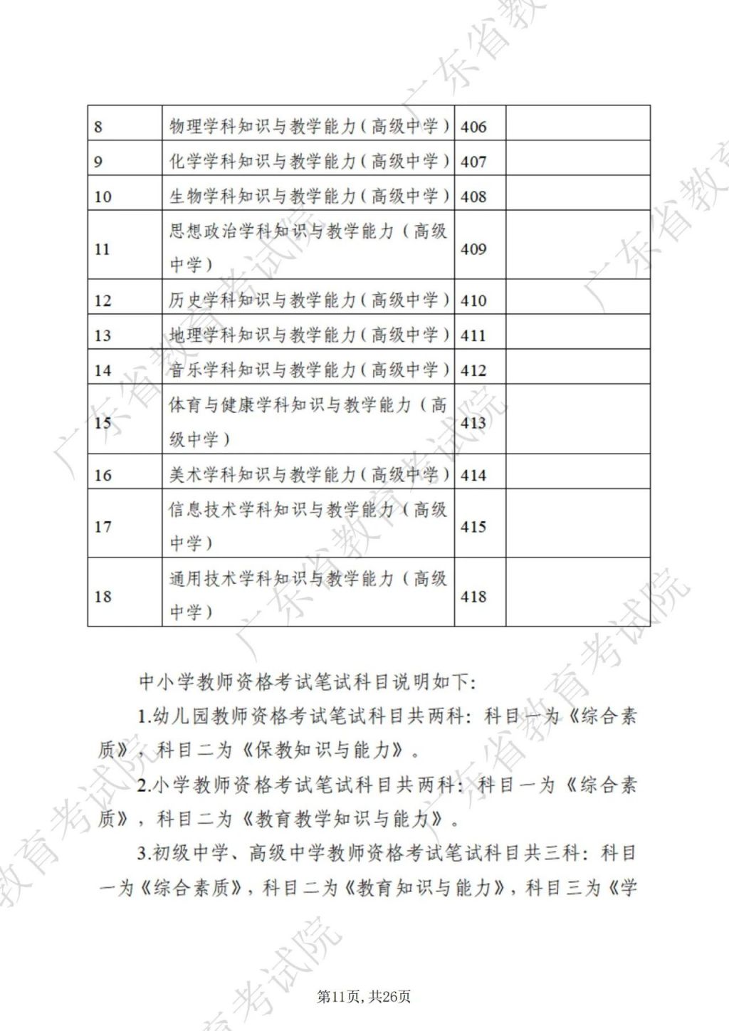 广东2025上半年教师资格证笔试考试时间