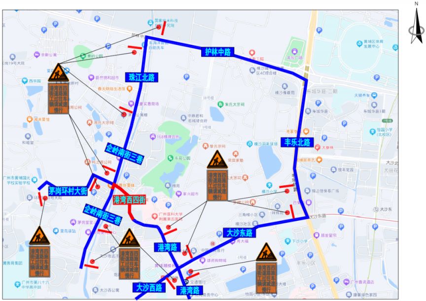 2024广州黄埔部门路段将围蔽施工(7.3-8.11)