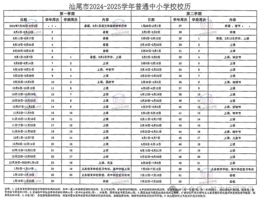 2024汕尾开学时间最新消息