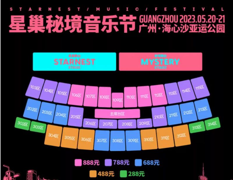 2023广州星巢秘境音乐节座位图