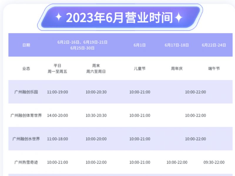 2023年6月广州融创文旅城开放时间