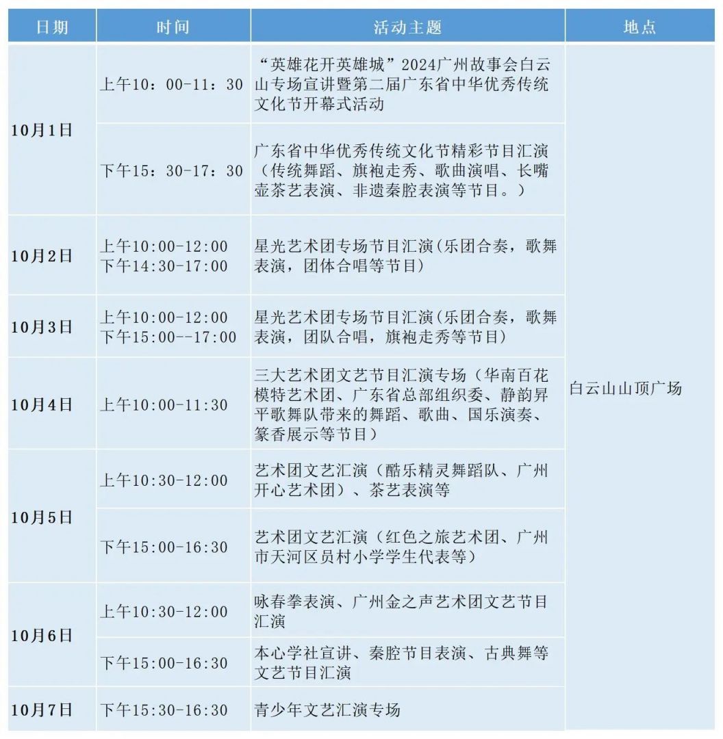 2024广州白云山鸣春谷景区国庆节有什么活动