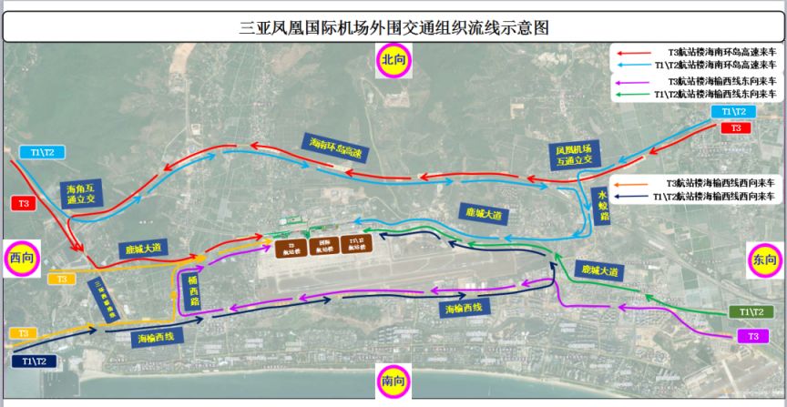 三亚凤凰国际机场T3航站楼启用过渡期间实施交通管制绕行（时间+路段）