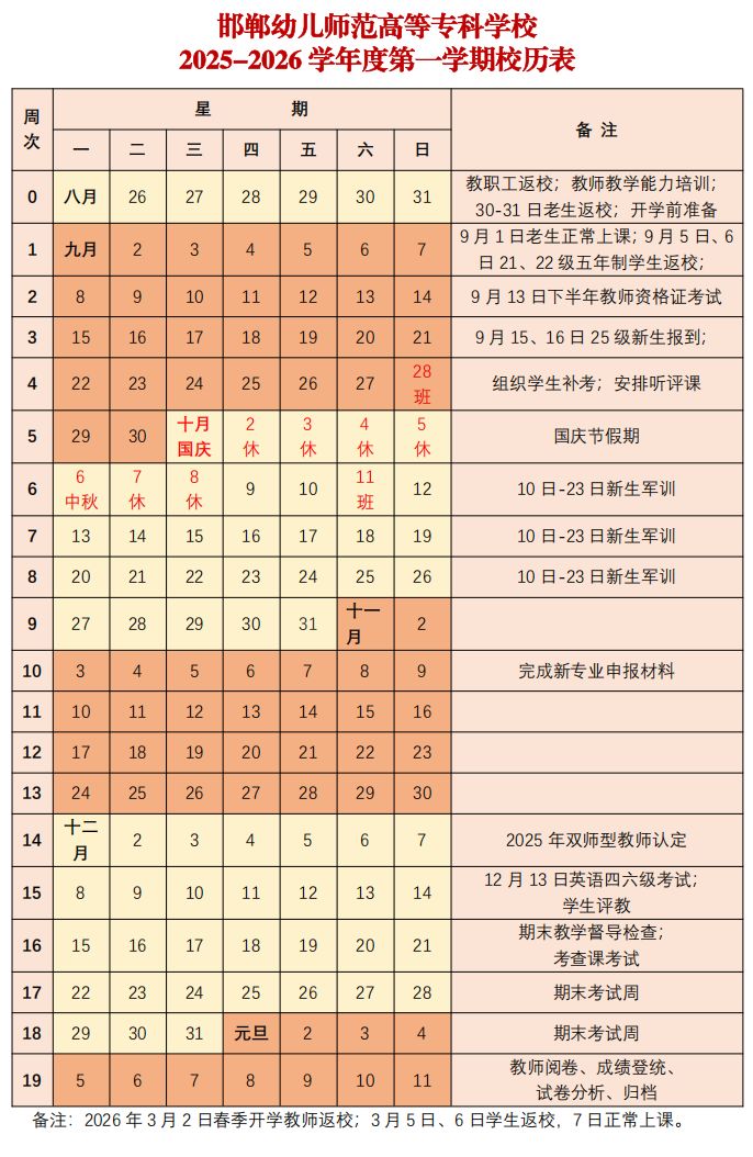 2026邯郸大中小学春季开学时间