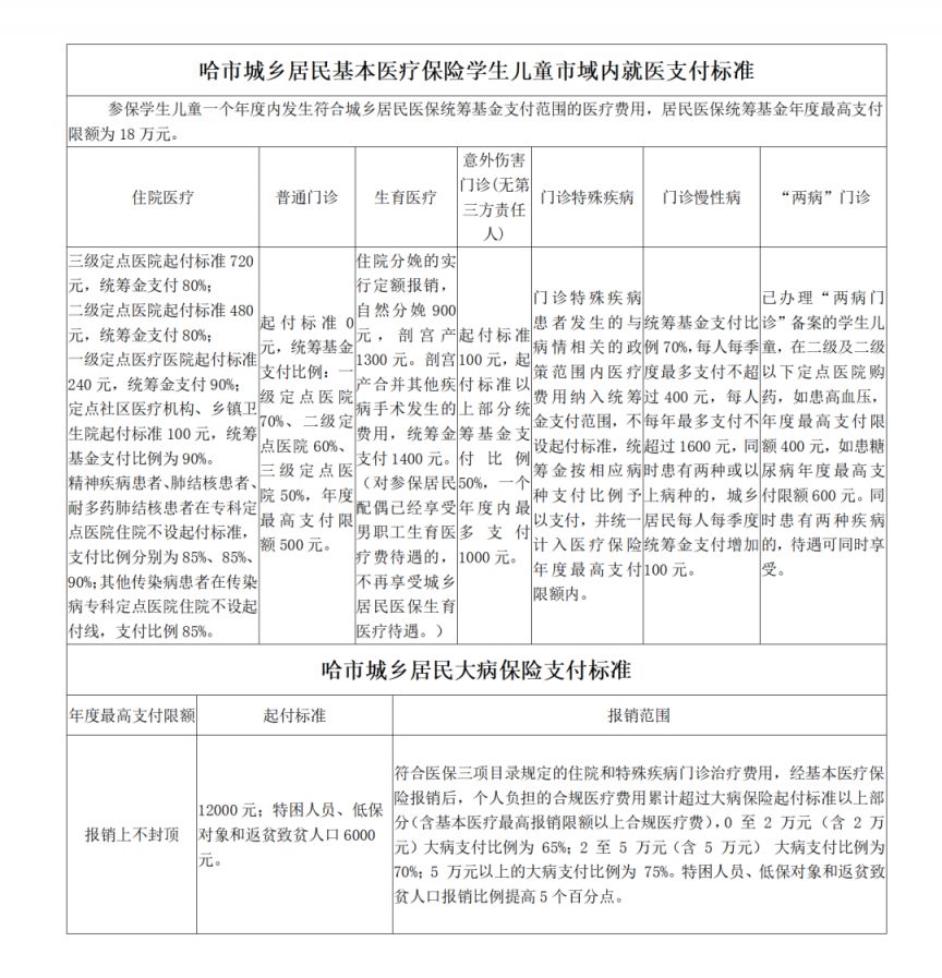 2023年哈尔滨市大学生医保缴费