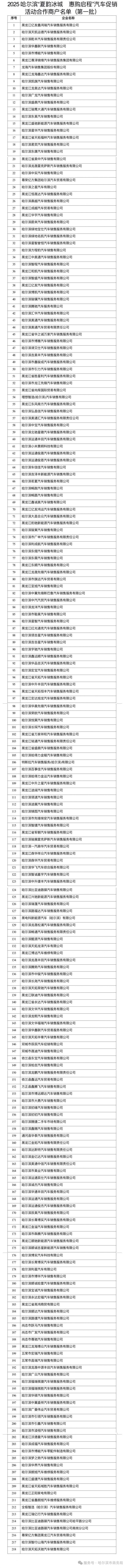 2025哈尔滨“夏韵冰城 惠购启程”购车优惠补贴活动
