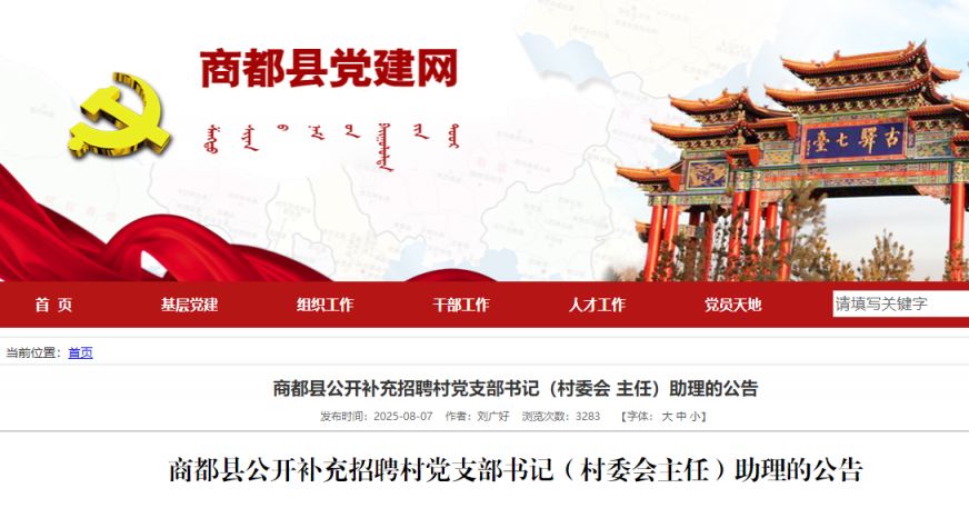 2025内蒙古商都县招聘村党支部书记(村委会主任)助理公告