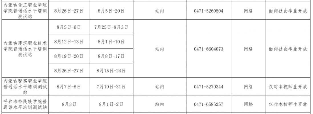 2023下半年呼和浩特普通话报名时间表