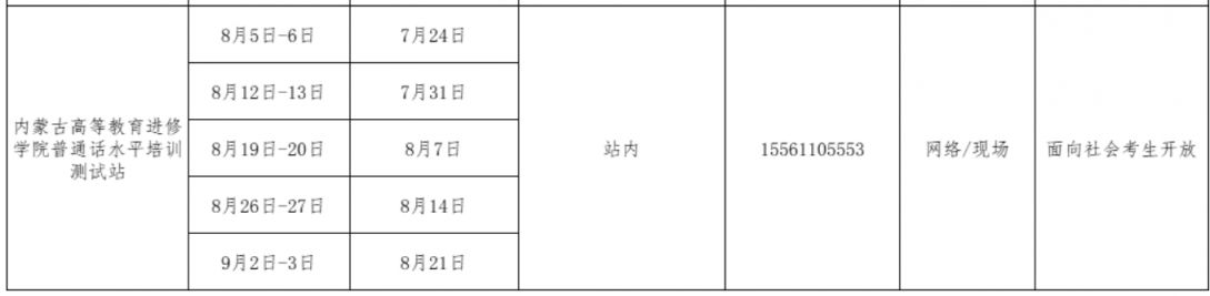 2023下半年呼和浩特普通话报名时间表