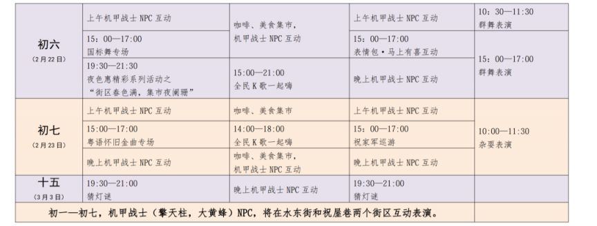 2026年惠城初一至初七及元宵每天活动安排表