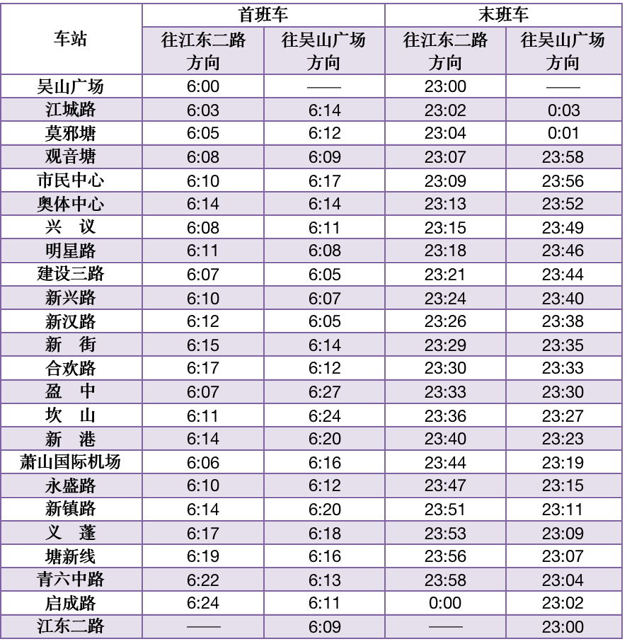 杭州地铁中秋小长假期运营调整