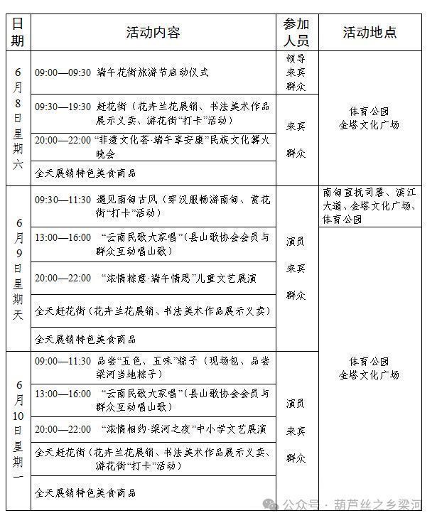 江南体育官网2024年德宏梁河县花街端午活动日程表(图1)