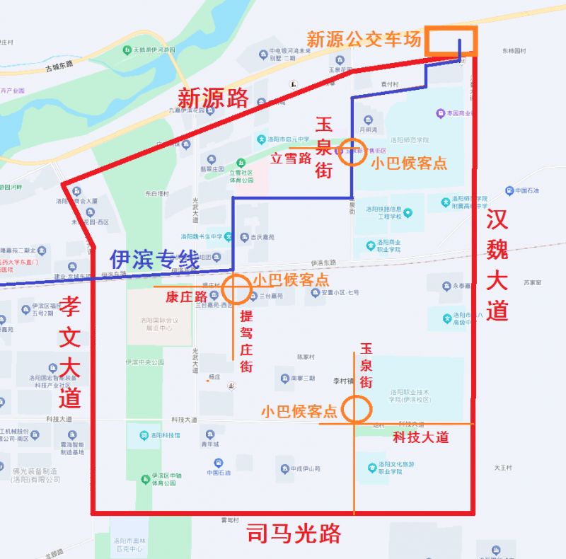 洛阳神都小巴运营线路地图