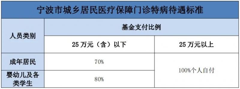 2025宁波城乡居民医保特病门诊报销比例