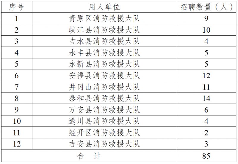 2024江西吉安市消防救援支队专职消防员招聘条件