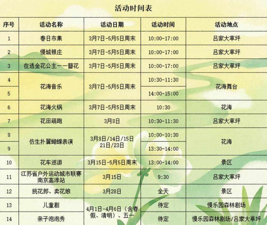 2026南京高淳桠溪慢城金花游园会活动时间安排