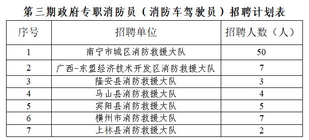 2024年南宁第三期政府专职消防员（消防车驾驶员）招聘公告