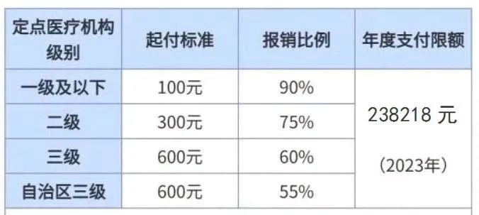 2023年广西城乡居民医疗保险待遇标准