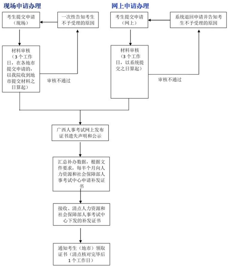 广西专业技术人员职业资格证书补办流程